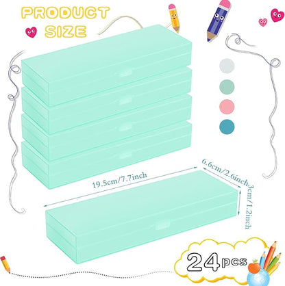 Fainne 24 Pcs Plastic Pencil Case Bulk Pencil Boxes Plastic Stationery Case - Image 2