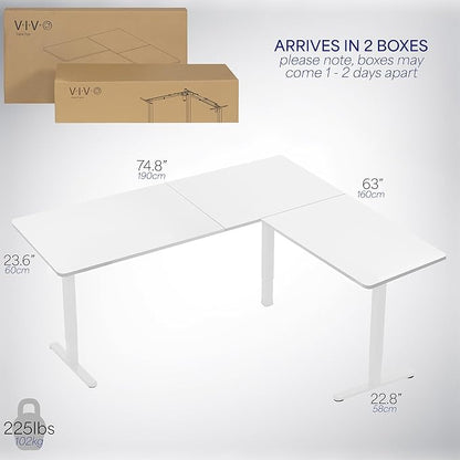 VIVO Electric Corner 75 x 63 inch L-Shaped Standing Desk, Memory Height - Image 6