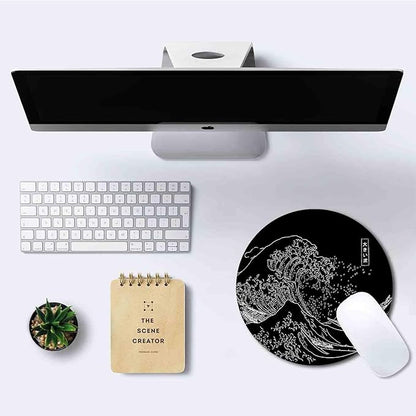 IMAYONDIA Japanese Great Wave Mouse Pad Small, Kanagawa Round Mousepad - Image 6
