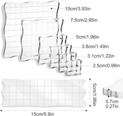 UCEC 7 Pieces Acrylic Stamp Block Assorted Sizes Clear Acrylic Mounting Blocks - Image 2