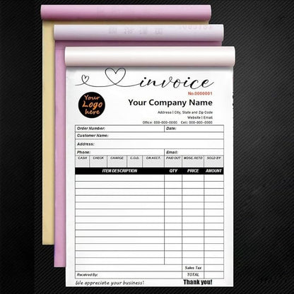 Personalized Invoice Book Custom 2 Part/3 Part Receipt Book Quote Estimate - Image 2