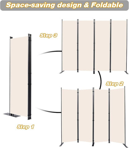 CHOSENM Room Divider, 4 Panel Folding Privacy Screens - Image 5