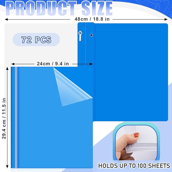 Teling 72 Pack Clear Front Report Covers Bulk Business Report Covers Plastic - Image 2