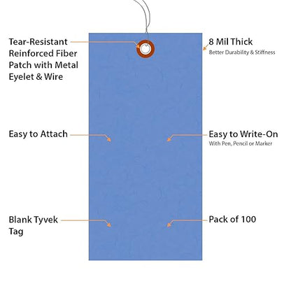 SmartSign 6.25 x 3.125 inch “Blue” Blank Tyvek Shipping Tags - Image 4
