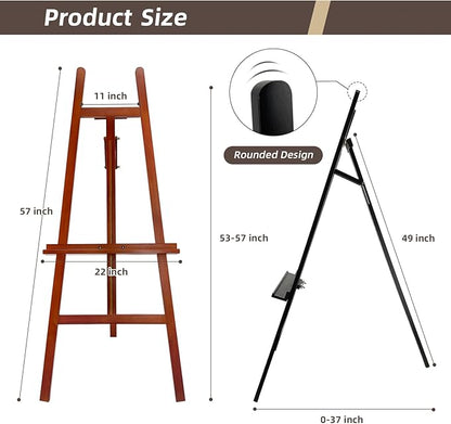 Stuelloaf Large A-Frame Wooden Painting Display Walnut Easel, Large Adjustable - Image 2