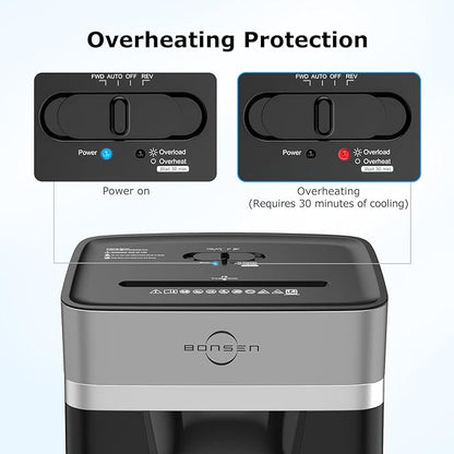 BONSEN 14-Sheet Paper Shredder for Home Office, Heavy Duty Cross Cut Shredder - Image 6