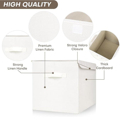 Bagnizer Large 22 Quart Linen Fabric Foldable Storage Bin Cube Organizer Basket - Image 3