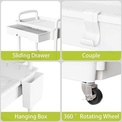 Sorgion 4 Tier Rolling Cart Organizer, Art Craft Diaper Bedside Snack Laundry - Image 4