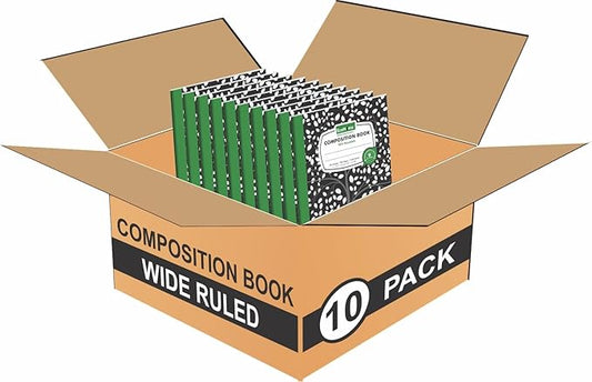 ECONAMA Composition Notebooks Pack of 10 Wide Ruled 200 Pages 9.75"x7.5" Black by Econama