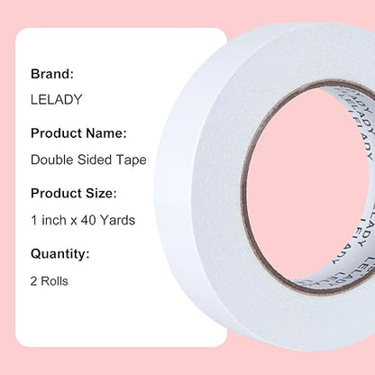 LELADY Double Sided Tape 1 Inch x 40 Yards- 2 Rolls Double-Sided Adhesive - Image 5