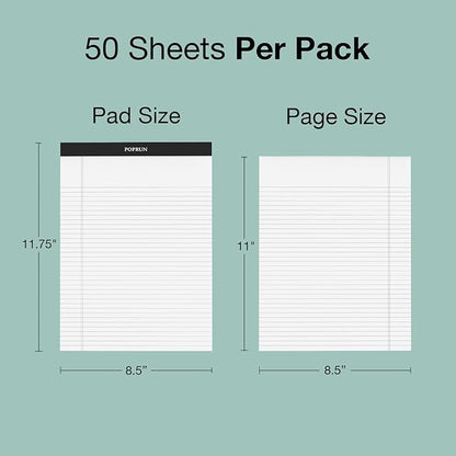 POPRUN White Legal Pads 8.5 x 11.75 College Ruled, 100GSM Writing Paper Pad - Image 4