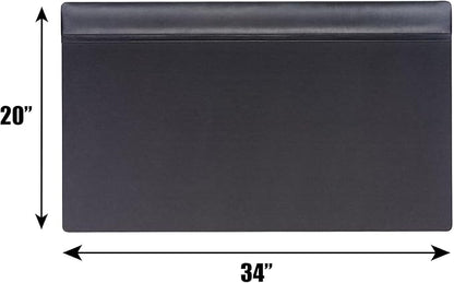 Dacasso Black Leather 34" X 20" Top-Rail Desk Pad - Image 3