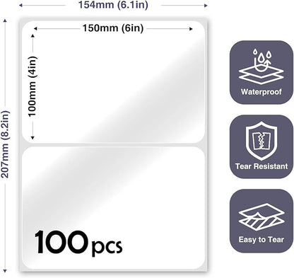100Pcs Clear Large Labels for Storage Bins, 6x4 Inch Removable Labels, Large - Image 2