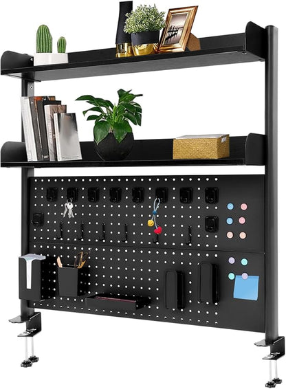 Dlinanta Clamp-On Pegboard Desk Organizer, 2-Tier Clamp On Desk Shelf by Unknown