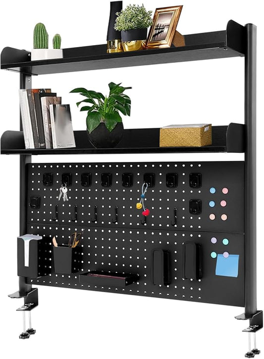 Dlinanta Clamp-On Pegboard Desk Organizer, 2-Tier Clamp On Desk Shelf by Unknown