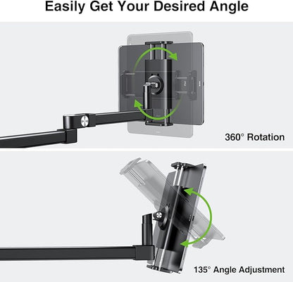 elitehood 28in Long Arm iPad Desk Mount, Heavy Duty Aluminum Tablet Arm Mount - Image 6
