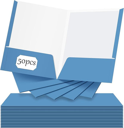 Jutom 50 Pcs 2 Pocket Glossy Paper Folders Glossy Paper Laminated Portfolios by Jutom