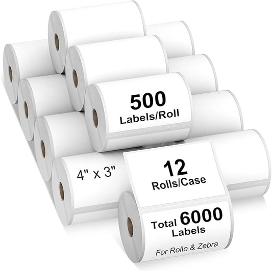 AveneMark 12 Rolls 4" x 3" Direct Thermal Labels by AveneMark