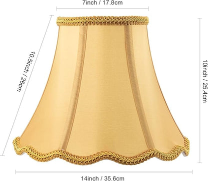 Saangseon Bell Lamp Shade, Scalloped Golden Fabric Lampshade Replacement - Image 2