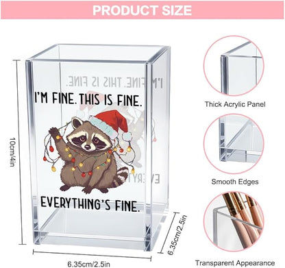 Vgrti I'm Fine This Is Fine Acrylic Cosmetic Pencil Pen Holder Cup, Funny - Image 2