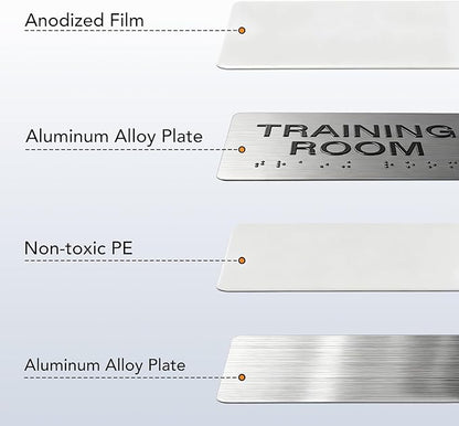 KITCHEN Signs with Raised Text & Grade 2 Braille, Brushed Aluminum/Silver - Image 5