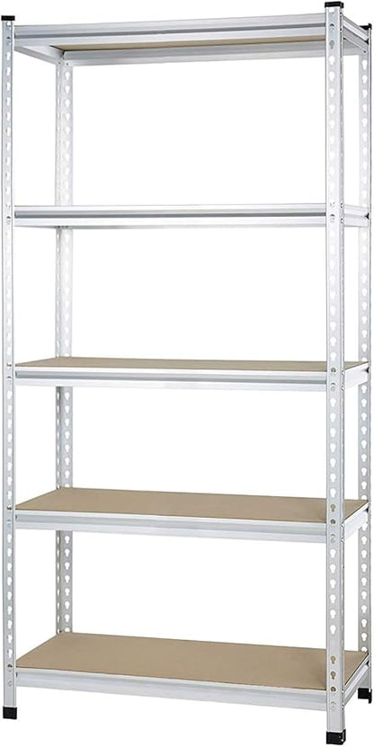 Amazon Basics Double Post Press Board 5 Tier Shelf 36 x 18 x 72, Aluminum | by AmazonBasics