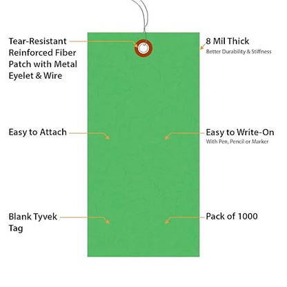 SmartSign 6.25 x 3.125 inch “Green” Blank Tyvek Shipping Tags - Image 4