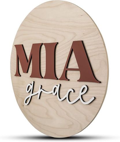 Custom Round Nursery Name Sign, Personalized Wooden Wall Plaque, Baby Shower by HickoryHollowDesigns