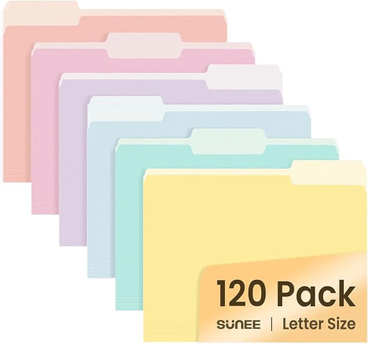 SUNEE File Folders, 120 Pack Manilla Folders 8.5 x 11, Colored File Folders by SUNEE