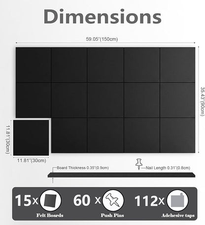 G Gamit Large Felt Wall Tiles Bulletin Board 59”x36”, Large Cork Board - Image 2