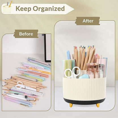 SKYDUE 360 Rotating Organizer, Dual-Purpose Pencil Pen Holder, 5-Slot Rotating - Image 4