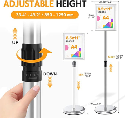 RedChili 2 Pack Sign Holder Stand 8.5x11 Inch, Adjustable Floor Standing Sign - Image 2