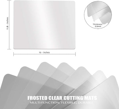 Fotouzy Plastic Cutting Board Set of 7, Frosted Clear Flexible Cutting Mats - Image 2