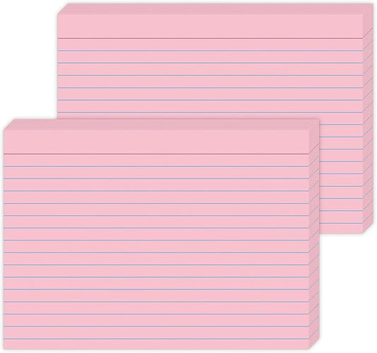 JINMIKEJI Pink Ruled Index Cards 5x7 Inch by JINMIKEJI