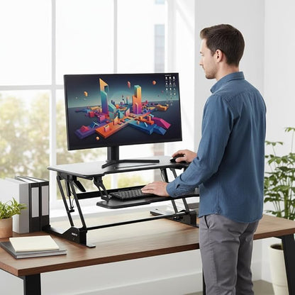 Mount-It! 38" Standing Desk Converter, Desktop Sit-Stand Desk Riser - Image 2