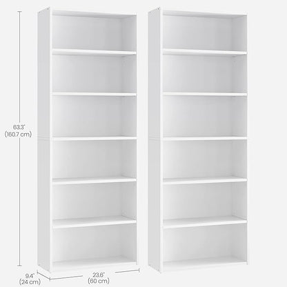 VASAGLE Set of 2 Bookshelves, 23.6 Inches Wide, 6-Tier Open Bookcases - Image 3