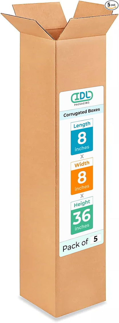 Tall Moving & Shipping Boxes 8 x 8 x 36 inches by IDLPackaging