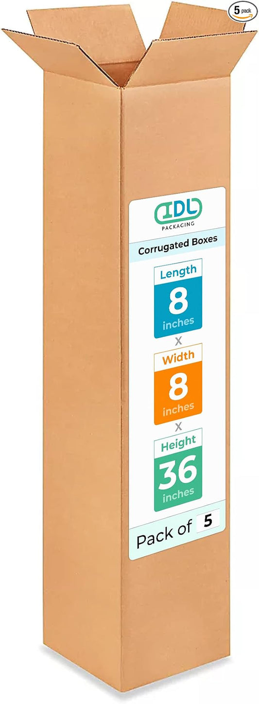 Tall Moving & Shipping Boxes 8 x 8 x 36 inches by IDLPackaging