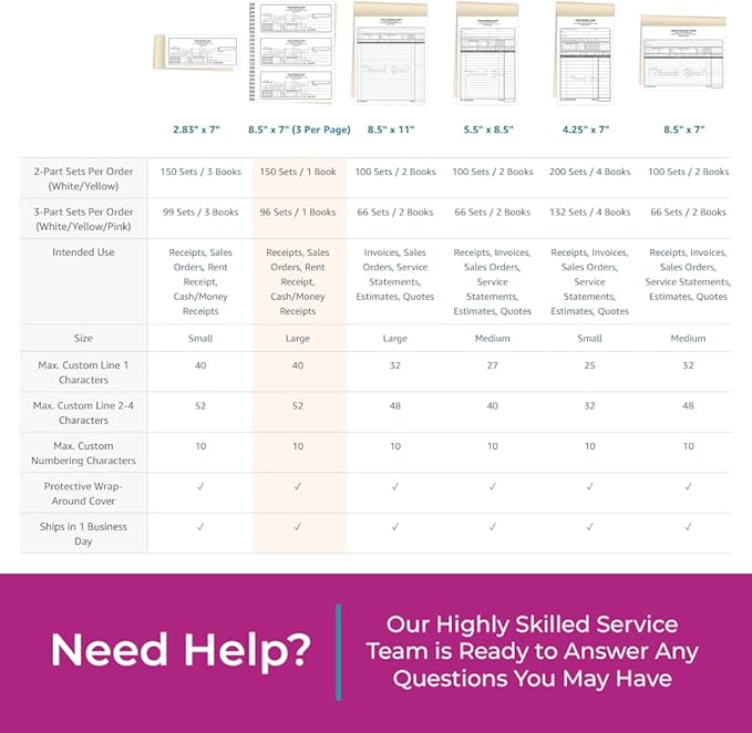 Custom 8.5" x 7" Carbonless NCR Books in 2-Part Duplicate Invoices, Work Orders - Image 7
