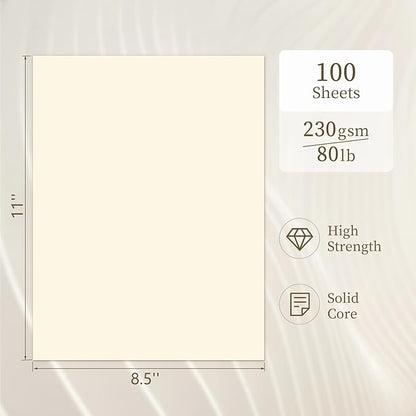 Ivory Cardstock 8.5 x 11, Cream Cardstock 80lb 100 Sheets, GIGYES Card Stock - Image 2