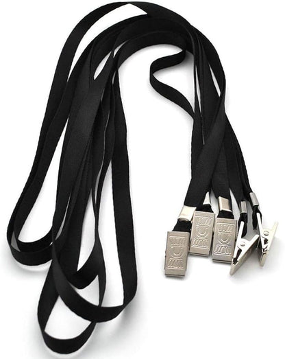 Beebel Black Lanyards 100 Pack Nylon Flat Badge Lanyard Bulldog Clip - Image 3