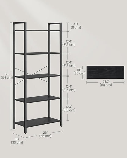 VASAGLE 5-Tier Bookshelf, Bookcase - Image 3