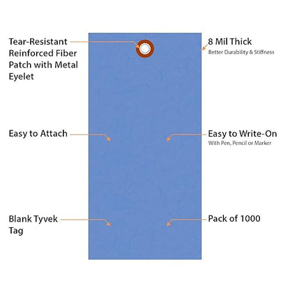 SmartSign 6.25 x 3.125 inch “Blue” Blank Tyvek Shipping Tags - Image 4