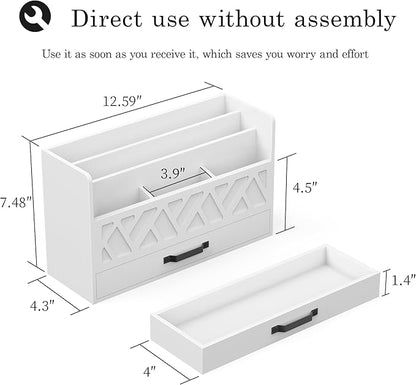 WISUCART Bamboo Mail Organizer Countertop Wood Desk Organizer Drawer Tabletop - Image 7
