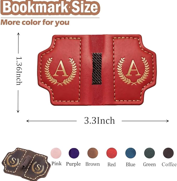 Personalized Bookmark with Pen Holder, Leather Magnetic Bookmark 26 Letters - Image 5