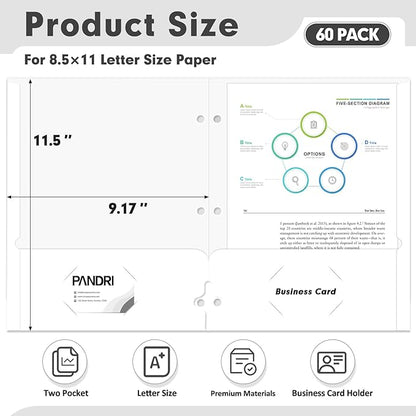 Two Pocket Portfolio Folders, PANDRI 60 Pack 3 Hole Punched 2 Pocket Folders - Image 2