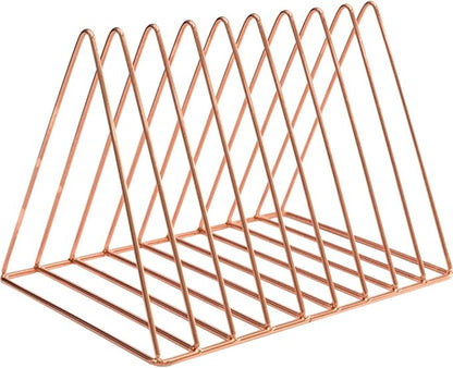Sooyee 9 Slot Rose Gold Magazine Holder, Desktop File Sorter Organizer Triangle - Image 5