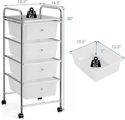Giantex Rolling Cart with Drawers, Craft Organizer with Wheels, 4 Drawer - Image 3