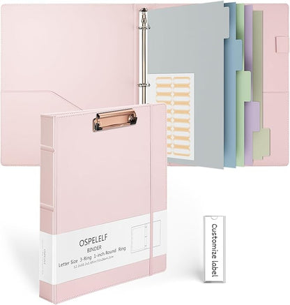 Ospelelf 3 Ring Binder with Clipboard 1 Inch Leather Binder by OspelelfOfficeSupplies