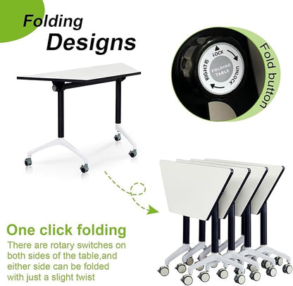 Foldable Conference Room Tables, Flip Top Mobile Training Table, Modern Meeting - Image 3